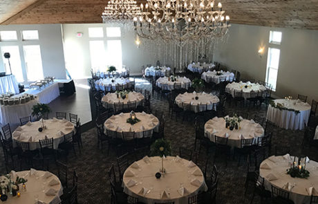 room decorated for wedding reception